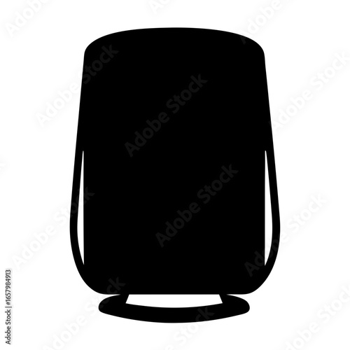 A black silhouette of a modern armchair with a rounded backrest