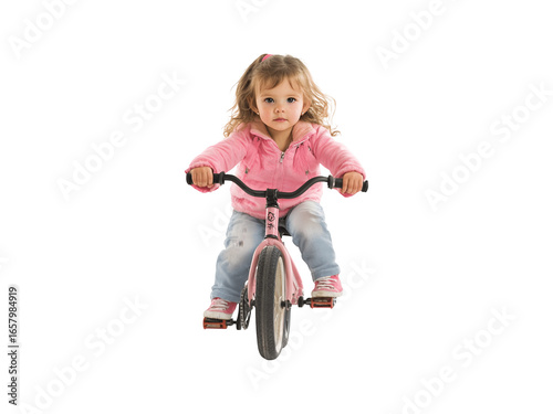 A young girl riding a bicycle