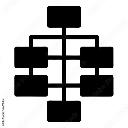 Black and white diagram of a hierarchical network with central node connected to others