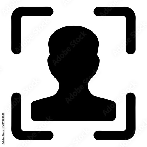 Silhouette of person in focus box indicating face detection and recognition
