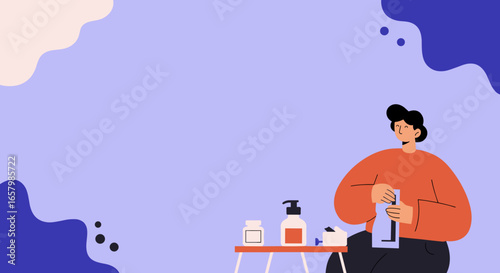 Person engaging in a self-care routine, preparing beauty or health products at home. Ideal for wellness, skincare, or lifestyle concepts.
