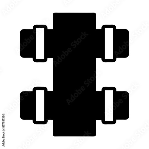 Simplified black and white illustration of a plumbing pipe fitting connection symbol