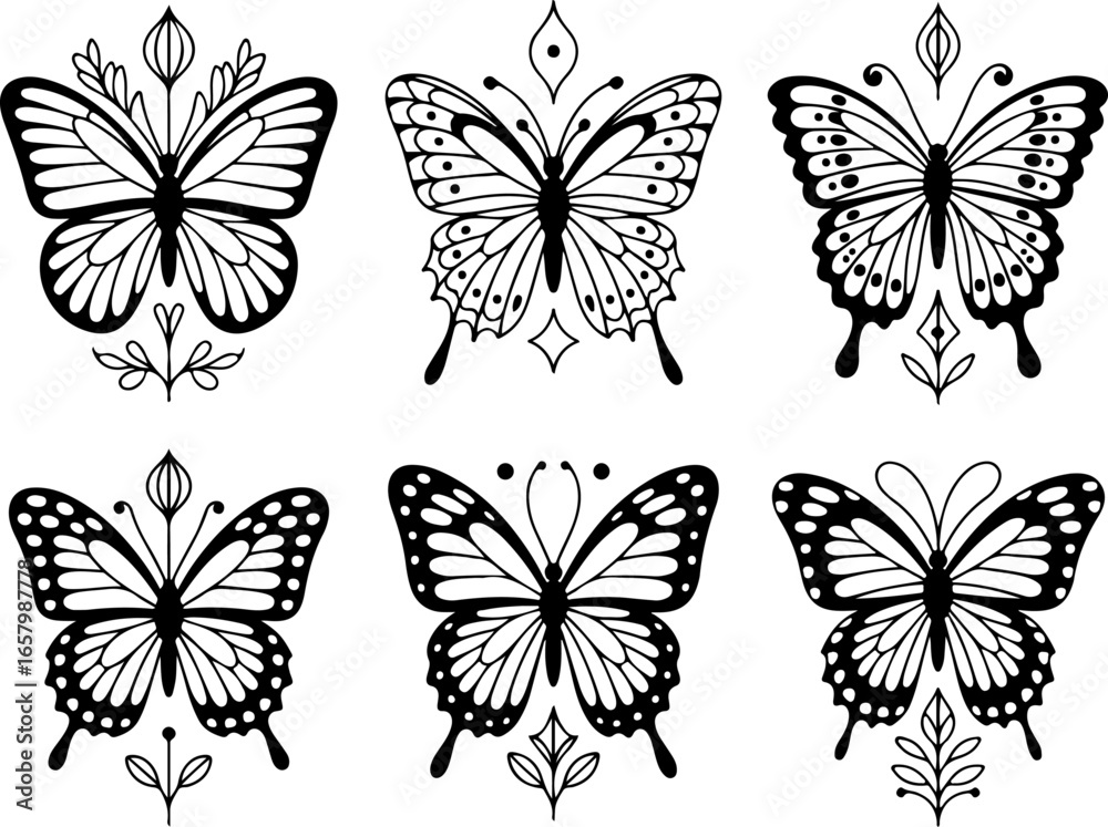 Fototapeta premium Butterfly Silhouette Bundle | Monarch SVG Clipart Set