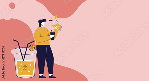 Person enjoying refreshing summer drinks in a vibrant setting, conveying relaxation and celebration. Ideal for beverage and lifestyle themes.