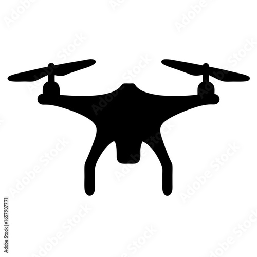 Silhouette of a black drone, aerial photography device, unmanned aerial vehicle