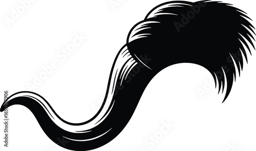 Stylized black hair swirl and brush stroke element