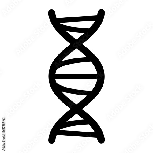 Stylized black and white image of a DNA double helix structure