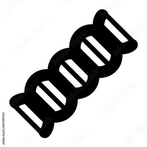 Stylized representation of a DNA double helix strand, black and white