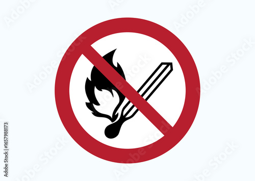 No open flame ISO 7010, vector illustration pictogram