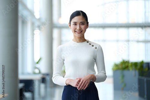 Portrait of asian businesswoman in office setting smiling professional headshot indoors Free Download Portrait of asian businesswoman in office setting smiling professional headshot indoors - GFXLoad
