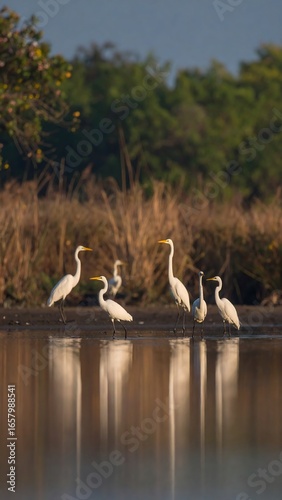 White birds by water