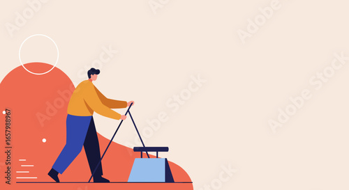 Professional person operating a floor cleaning machine, symbolizing commercial services, hygiene, and facility maintenance.