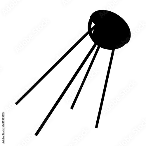 Abstract black and white illustration of a simple sputnik satellite outline