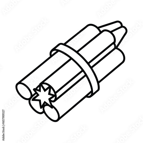 cartoon dynamite bundle outline on white background 