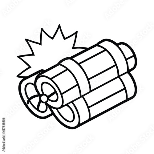 cartoon dynamite bundle outline on white background 