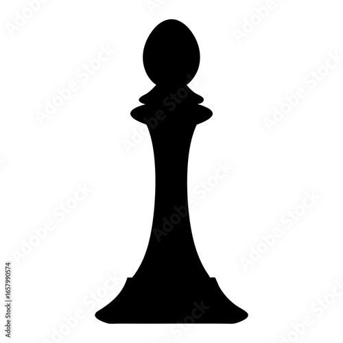Isolated black silhouette of a chess pawn piece on a white background