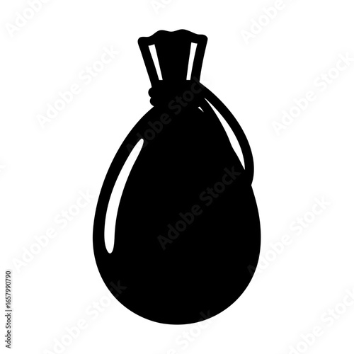 A graphic silhouette of a tied sack, possibly containing treasure or swag