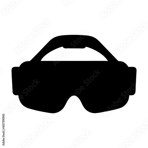 Black VR headset silhouette with curved headband for immersive virtual reality