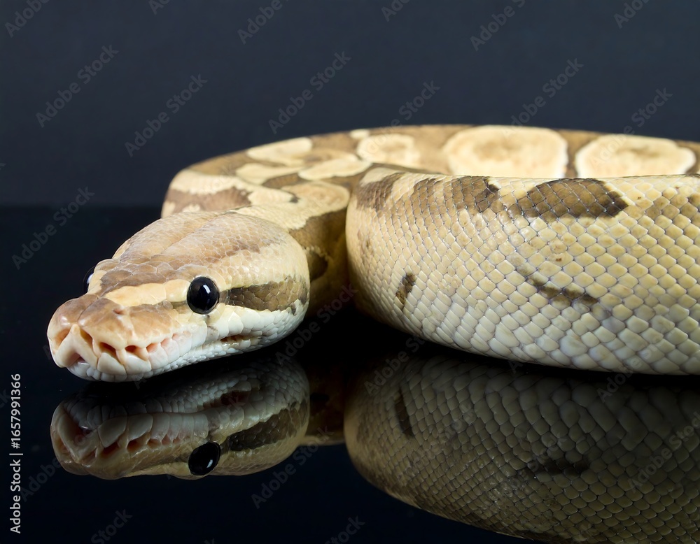 Obraz premium Snake reflection on dark glass