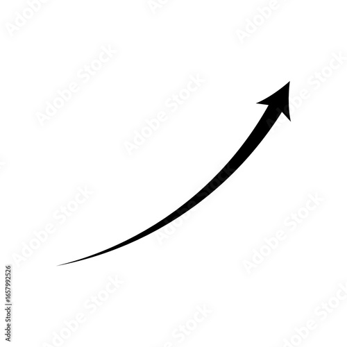 Upward black curved arrow icon Business Growth, Success, Finance, Profit Increase, Positive Trend, Analytics, Marketing, Economic Rise, Stock Market, Investment, and Performance Concept . 