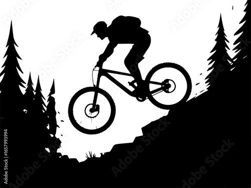 Mountain Biker , outdoor adventure Downhill Cycling vector graphics