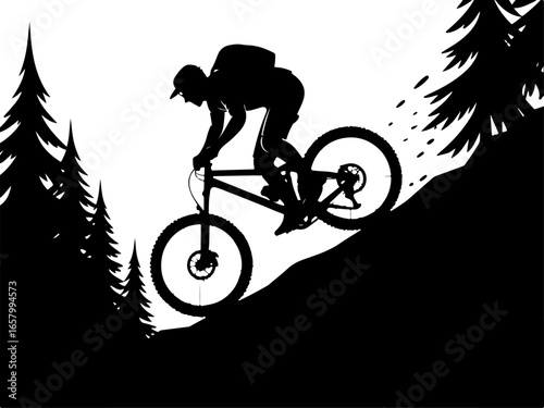 Mountain Biker , outdoor adventure Downhill Cycling vector graphics