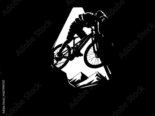 Mountain Biker , outdoor adventure Downhill Cycling vector graphics