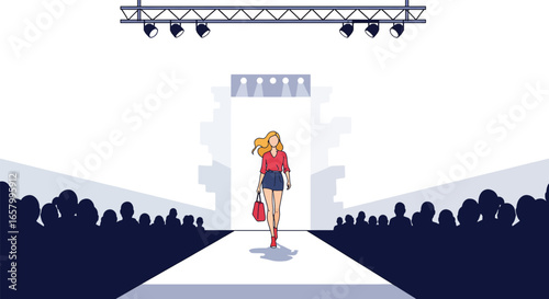 Fashion Model Struts Down Runway During Fashion Show