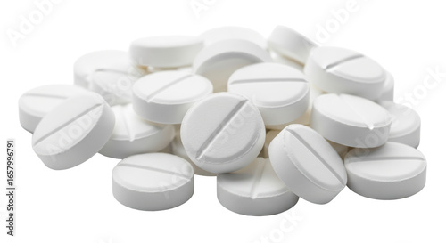 Isolated Pile of White Pills