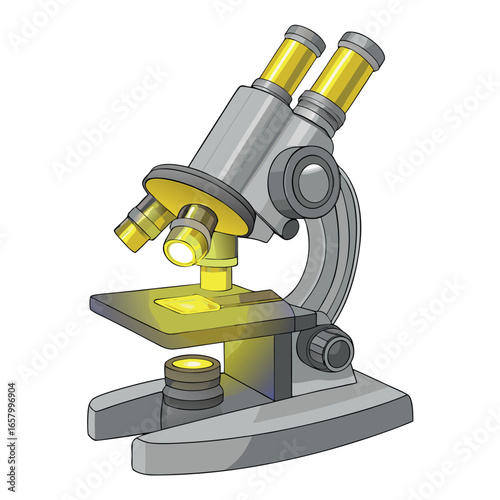 Microscope isolated on white background science laboratory research equipment medical biology technology instrument optical education scientific experiment tool biotechnology