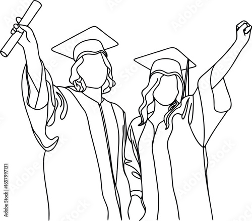 single oneline drawing two best friends celebration eps