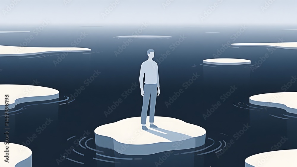 Obraz premium someone who is isolated and feels alone, depression psychology abstract art