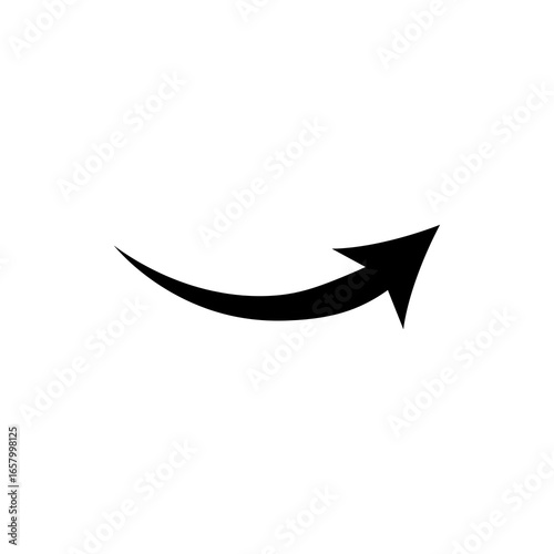 curved arrow right direction vector sign . isolated transparent .