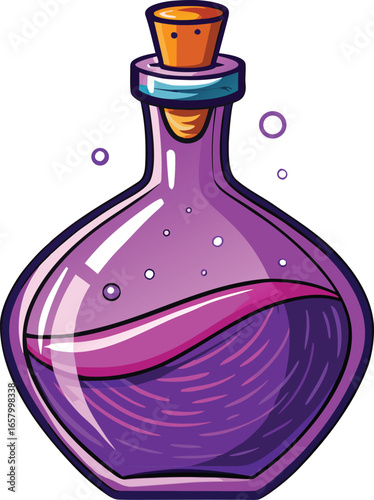 Witch Brewing Elements Purple Potion Bottle Cartoon Illustration
