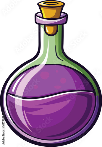 Witch Brewing Elements Magical Purple Potion Bottle Design