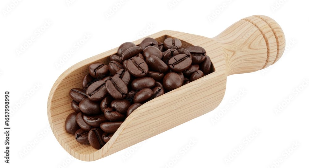 Fototapeta premium Isolated Coffee beans in wooden scoop