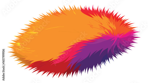 Vector art of vibrant fluffy abstract shape with colorful fur texture isolated on white