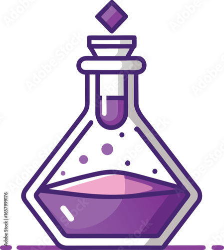 Witch Brewing Elements Magical Potion in Glass Bottle