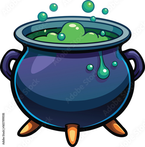 Witch Brewing Elements Magical Cauldron Bubbling Potion