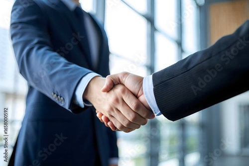 Business handshake deal meeting partnership agreement success collaboration concept closeup shot