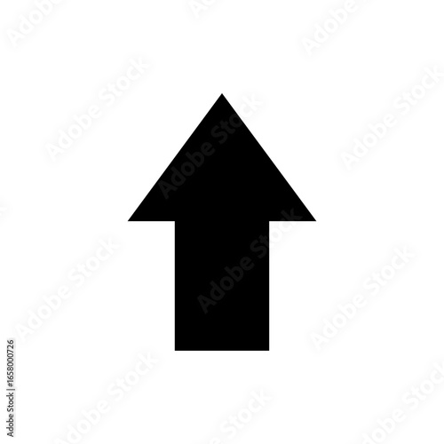 Straight black arrow graph up ward direction on transparent background 