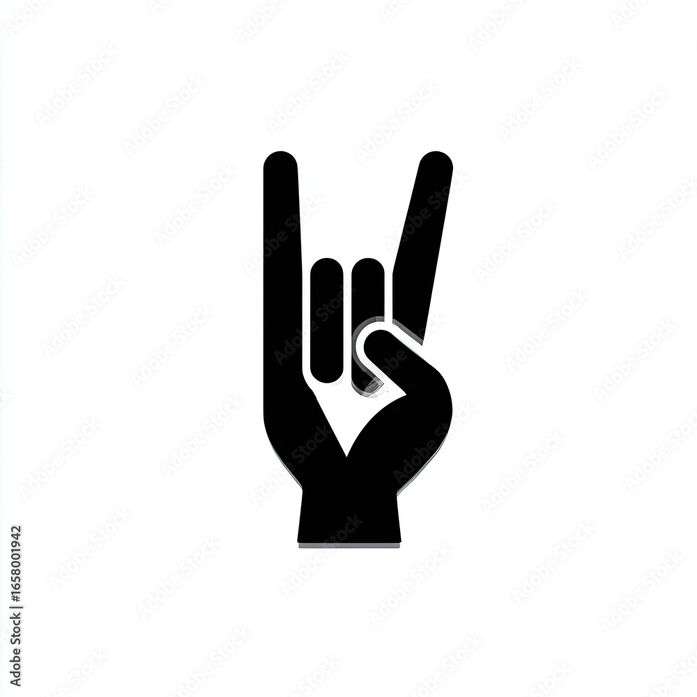 Fototapeta premium Simple black hand gesture, stylized as a rock 'n' roll sign