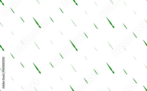 Seamless pattern of large and small green artistic brush symbols. The elements are arranged in a wavy. Illustration on light green background