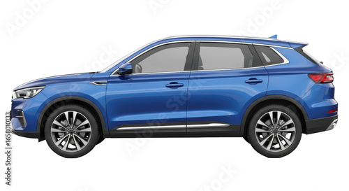 Fotografie Isolated Blue SUV Car Side View