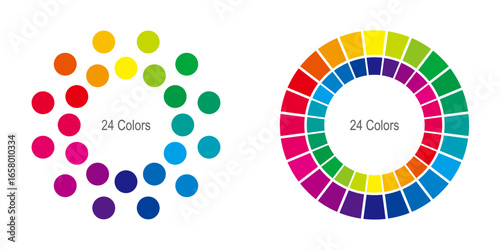 Two types of 24 colors wheels/2種類の24色の色相環