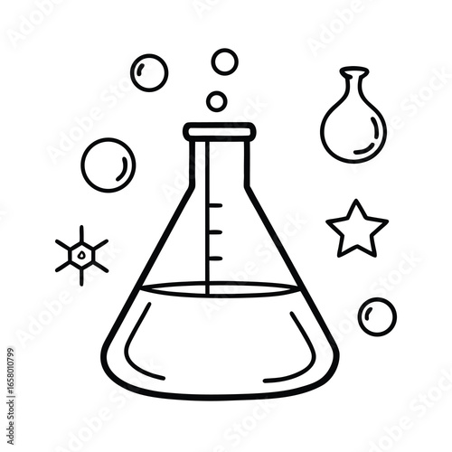 science experiment drawing on white background