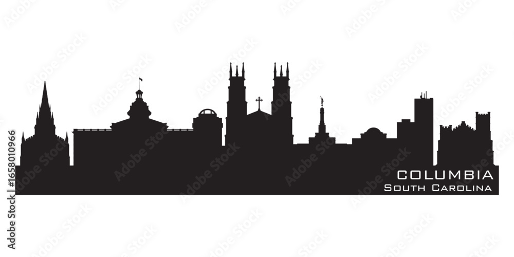 Naklejka premium Columbia South Carolina city skyline vector silhouette