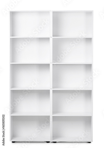 Empty shelf unit on white b...