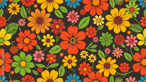 Wallpaper Mural Seamless Vintage floral background, Seamless pattern with flowers Torontodigital.ca