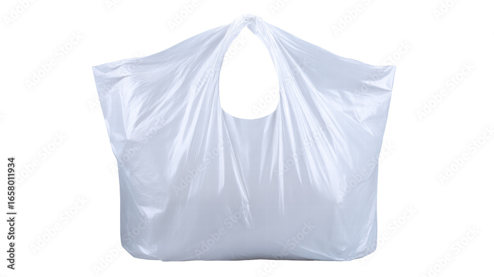 Naklejka premium Isolated plastic bag on transparent background with handle and smooth surface